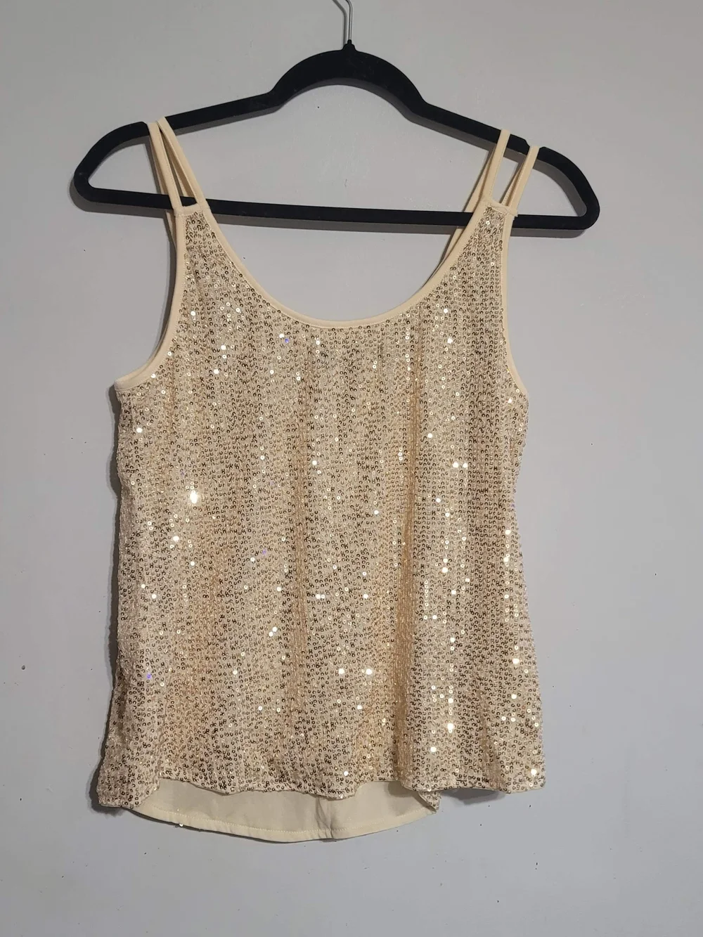 Gold Sequin Tank Top Sparkle Sz Small Mint Limit Shimmer Holiday Going Out Party - Picture 2 of 5